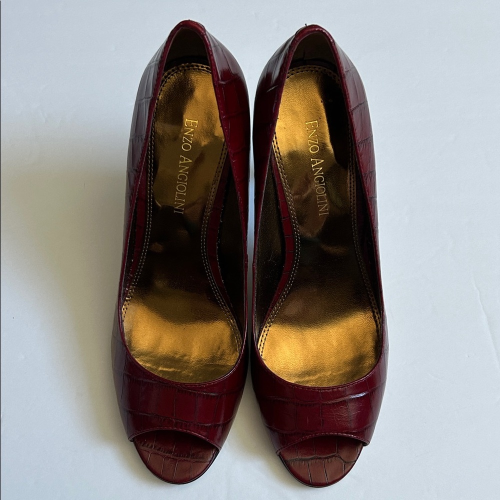 Enzo Angiolini Eamerryann Burgundy Peep-Toe Heels - Picture 4 of 7